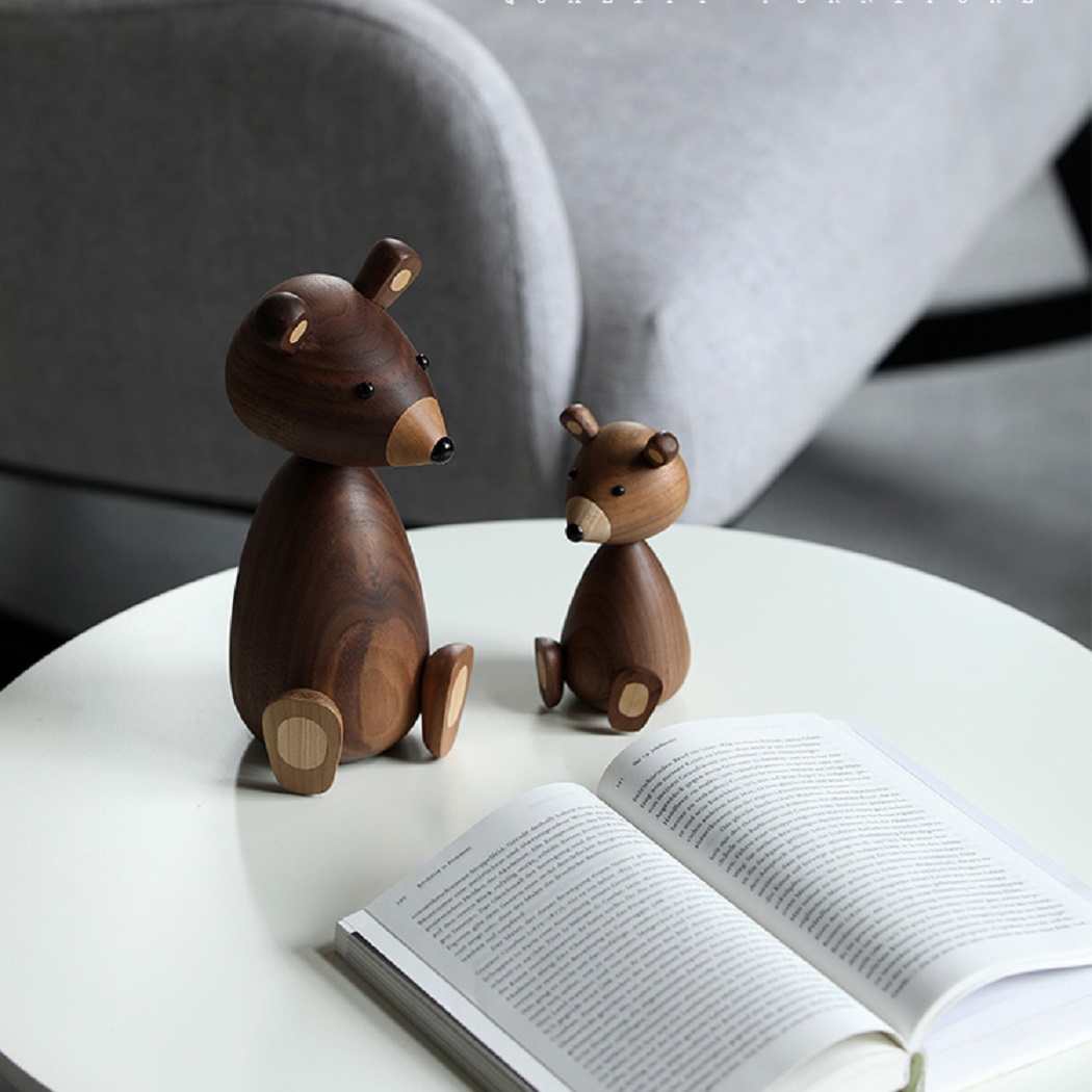 Wooden Animal Walnut Bear Decoration